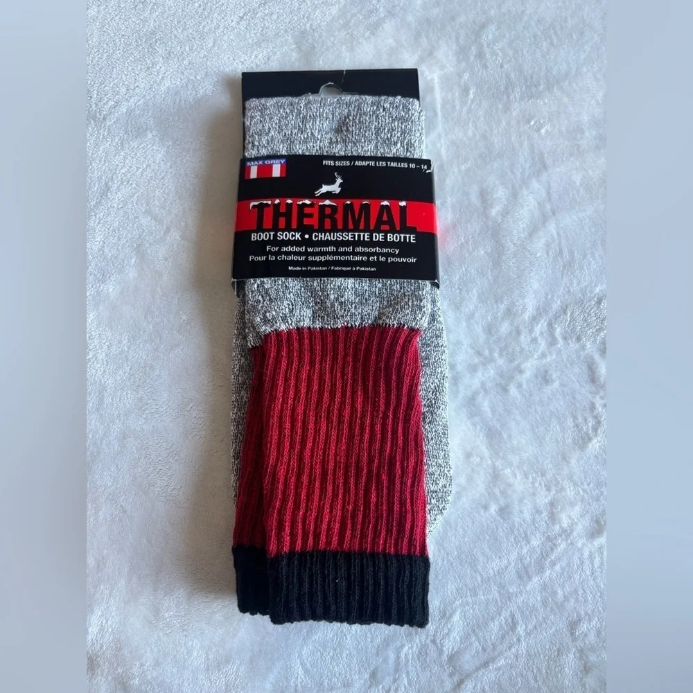 NWT Greenbrier Thermal Boot Sock Style: Max Grey Size 10-14 Red Grey